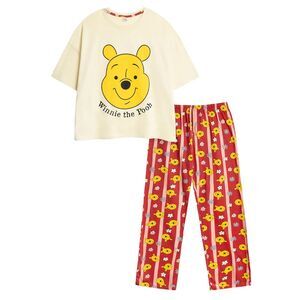 Winnie the Pooh Womens/Ladies Face Short-Sleeved Long Pyjama Set / Multicolored